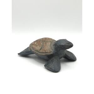 Hand Carved Wooden Turtle Tortoise Dark Wood 3.5" X 2" Long